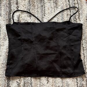 Classic Black Spaghetti-Strap cowl neck